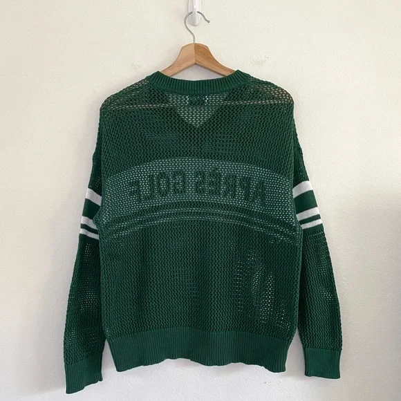 27 Miles Malibu Après Golf Pullover Mesh Stitch Cotton Knit Sweater Green Medium - Picture 5 of 16